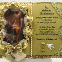 Goldene Konfirmation, 50-jähriges Firmjubiläum, Deko-Buch mit Holzbuchständer Bild 1