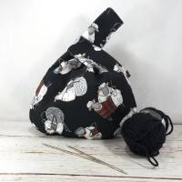 Japanische Knotentasche "strickende Schafe", Projekttasche Bild 1