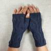 Gestrickte Handschuhe fingerlos "Blätter", Armwärmer aus Bio Wolle handgestrickt Bild 8