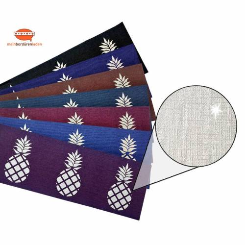 Metallic Bordüre - Silber: Ananas | Vinyl-Vliesbordüre - edler Metallic-Effekt - 18 cm Höhe