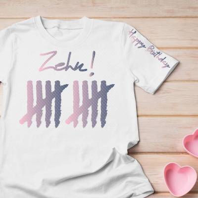 Bügelbild Geburtstag Striche Serie 2 – Individuelle Zahl, Flex-, Glitter- oder Flockfolie