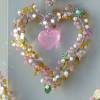 Perlen-Draht-Herz, Fensterdeko, "Türkranz", Geschenk Muttertag Bild 6