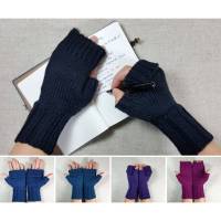 Lange Handschuhe für Damen, handgestrickte Armstulpen aus Bio Wolle viele Farben Bild 1