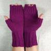 Lange Handschuhe für Damen, handgestrickte Armstulpen aus Bio Wolle viele Farben Bild 3