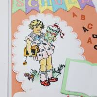 Schule Mädchen Geldgeschenkkarte Grußkarte Zuckertüte ABC Glückwunschkarte Bild 3