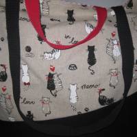 Stofftasche Katzen aus Baumwolle mit vier Henkeln Bild 4