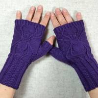 Stylische Handschuhe "Spinne", Armwärmer aus Bio Wolle handgestrickt Bild 2