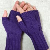 Stylische Handschuhe "Spinne", Armwärmer aus Bio Wolle handgestrickt Bild 4