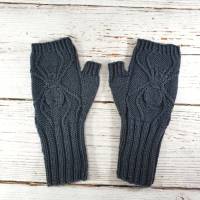 Stylische Handschuhe "Spinne", Armwärmer aus Bio Wolle handgestrickt Bild 5