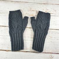 Stylische Handschuhe "Spinne", Armwärmer aus Bio Wolle handgestrickt Bild 7