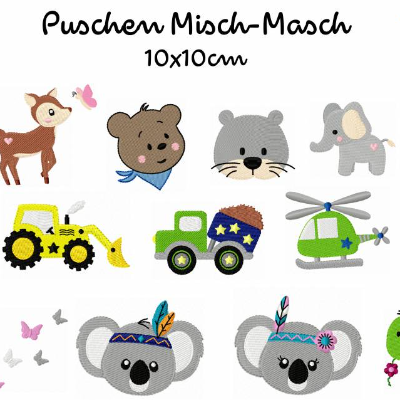 Stickdatei Puschen Misch-Masch, digitale Stickdatei,Stickdateien Puschen 10x10cm
