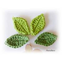 4 gehäkelte Blätter - Grüne Blätter - Häkelapplikationen Bild 1