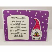 Wichtel Weihnachtskarte mit lustigem Gedicht Grußkarte Weihnachten lila Bild 1