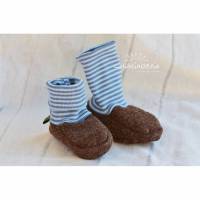 Baby-Schuhe aus Woll-Walk, warm und weich, perfekt für Baby-Trage, Tragetuch, Kinderwagen, Walkschuhe, Wollschuhe Bild 1