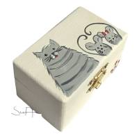 Bemaltes Holzkistchen Holzschachtel  „Katze und Mäuse „ Bild 2
