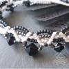 Fussband mit metallic und schwarzen Glas-Perlen - größenverstellbar - Makramee Bild 3