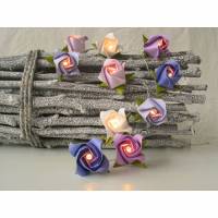 Lichterkette kleine Rosen Lavendel, Tischdeko Taufe, Hochzeit, Konfirmation, Geburtstag Bild 1