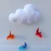 Mobile-Wolke mit Wichtel-Zwergen auf Feder, Geschenk Geburt, Taufe Bild 7