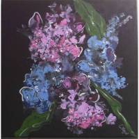 Wandbild- Hortensien mit Acrylfarben auf Leinwand- Keilrahmen gegossen Bild 1