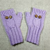 Weiche Handschuhe fingerlos mit Eule in vier Farben für Kleinkinder, Biowolle Bild 2