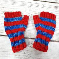 Gestreifte Handschuhe rot blau für Babys Bild 1