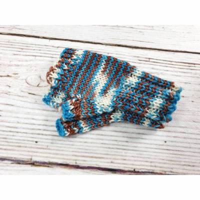 Handschuhe ohne Finger für Babies, Babystulpen türkis braun