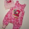 Baby Set mit Flamingos, bestehend aus Strampler in pinkem Sommersweat und rosa Jersey Mütze in Gr. 56 Bild 2