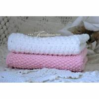 Spültuch - Spüllappen - Waschlappen -  2 Stück als Set -Baumwolle - handgestrickt & gehäkelt, rosa & weiß Bild 1