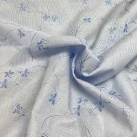 Batist mit Blumen Stickerei Baumwolle-Polyester Mischgewebe in Hellblau-Weiß 0,5m Bild 2