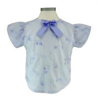 Batist mit Blumen Stickerei Baumwolle-Polyester Mischgewebe in Hellblau-Weiß 0,5m Bild 6