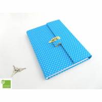 abschließbares Tagebuch, türkis-blau weiße Punkte, 150 Blatt, DIN A5, handgefertigt Bild 1