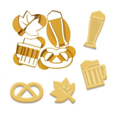 4er Ausstecher Set Oktoberfest - Keksausstecher - Cracker - Plätzchenausstecher - Ausstechformen - Männer Geschenk