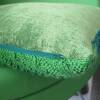 Kissenhülle "Wiesenzauber" - Strick und Stoff - grün - 40  x 40 cm - mit Reißverschluß Bild 5