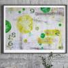 Acrylbild in Gelb und Grün mit geometrischen Formen, ungerahmt, Wandbild, Wanddekoration, Kunst, Moderne Malerei Bild 3