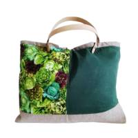 Markttasche, Handtasche, grün-brauner Farbenmix Bild 1