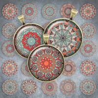 251 - Cabochon Vorlagen, 25mm 18mm 14mm 12mm, rund, Cabochon Motive, Bottle Cap images Mandala Mosaik Kaleidoskop Bild 1