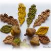 4 gehäkelte Eichenblätter - Herbstlaune - Häkelapplikationen braun Bild 2
