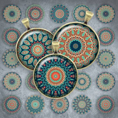 252 - Cabochon Vorlagen, 25mm 18mm 14mm 12mm, rund, Cabochon Motive, Bottle Cap images Mandala Mosaik Kaleidoskop