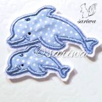 2 Delfine hellblau, Aufnäher in verschiedenen Größen (S-XL) Bild 1
