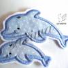 2 Delfine hellblau, Aufnäher in verschiedenen Größen (S-XL) Bild 2