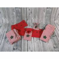 Adventskalender rot, Adventkalender aus Baumwolle in rot, 24 Säckchen zum Selbstbefüllen, verschiedene Möglichkeiten zum  aufhängen Bild 1