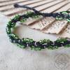 Fussband mit grünen und silbernen Glas-Perlen - größenverstellbar - "Elfenmoos" - Makramee Bild 2
