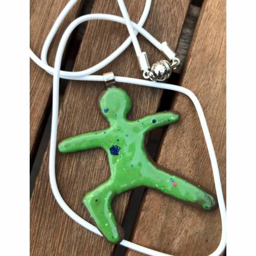 Schmuckband mit Yogafigur aus Keramik (Grün)