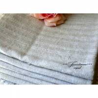 Vintage Leinen-Handtuch, Geschirrtuch aus Leinen in feinem Beige-Grau-Ton, neuwertiger Zustand, mit gewebtem Streifen-Muster. Bild 1