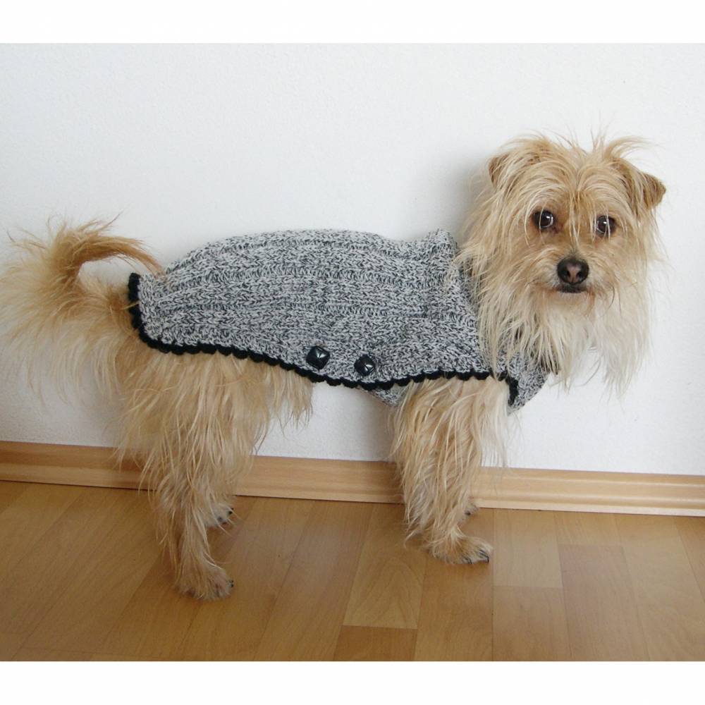 Hunde-Pullover, handgestrickt, Hunde-Mantel mit Bauchlatz, Hundepullover, Hundemantel Bild 1