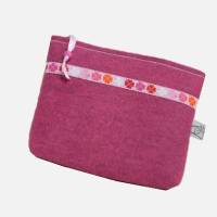Kosmetiktäschen  aus Design-Wollfilz  pink meliert mit bunten Kleeblättern Bild 3