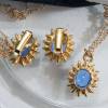 Vintage Schmuckset blau, Halskette, Ohrclips, 60er, 70er Jahre, Trödel Dings da Bild 3