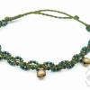 Fussband mit Glöckchen und grünen Glas-Perlen - größenverstellbar - Makramee Bild 4