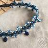 Fussband mit blau, weiß schimmernden Glas-Perlen - extra lang/groß - größenverstellbar - Makramee Bild 3