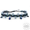 Fussband mit blau, weiß schimmernden Glas-Perlen - extra lang/groß - größenverstellbar - Makramee Bild 4